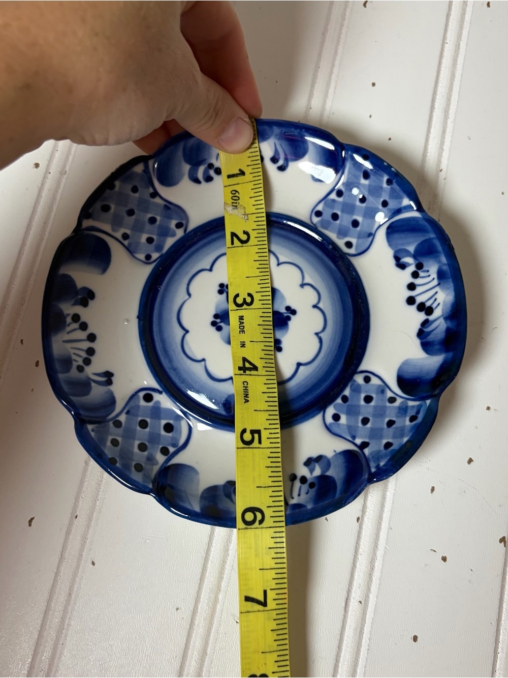 Vintage Russian Gzhel Porcelain Teacup and Saucer | Blue +White Floral - Picture 7 of 11